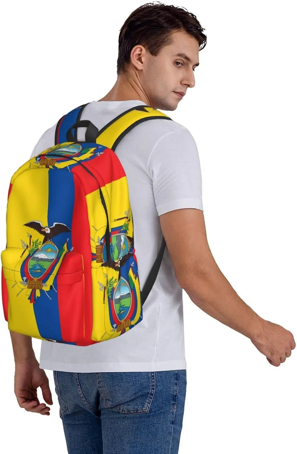 Ecuador Ecuadorian Flag Backpack Large Capacity Backpack Lightweight Double Shoulder Bag For Women Men Travel