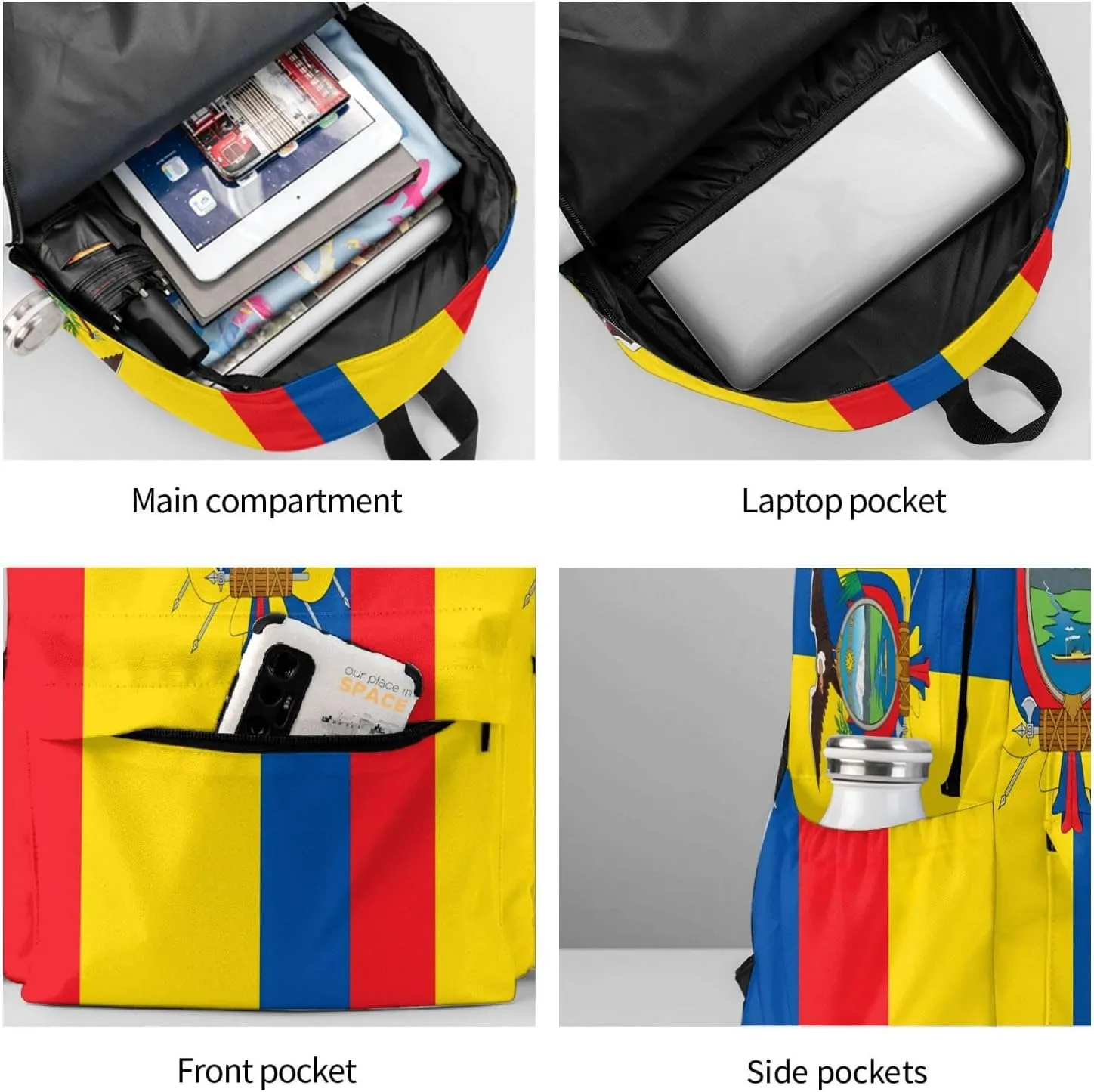 Ecuador Ecuadorian Flag Backpack Large Capacity Backpack Lightweight Double Shoulder Bag For Women Men Travel