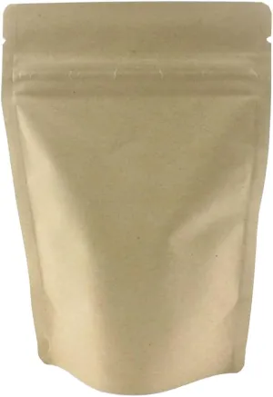 Eighth Ounce Barrier Bags Mylar 1/8 oz Gusseted Rx Pill Food Clear Front Resealable Foil Stand Up Pouches 100 Pack (Kraft/Clear)