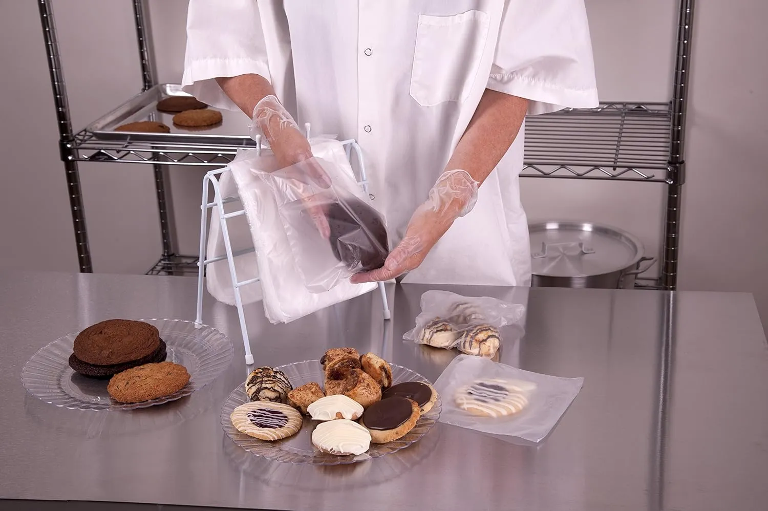 Elara PB-SS67 HDPE Disposable Saddle Pack Sandwich Bag with Flip Top Closure, 6-1/2" Width x 7" Height, Clear, Case of 2000
