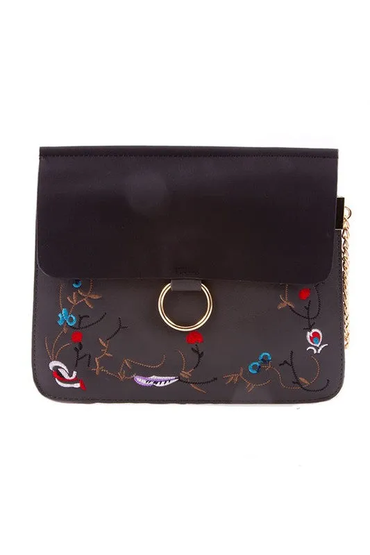 Embroidered Floral Purse
