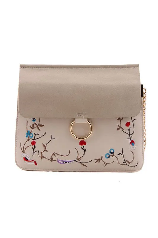 Embroidered Floral Purse
