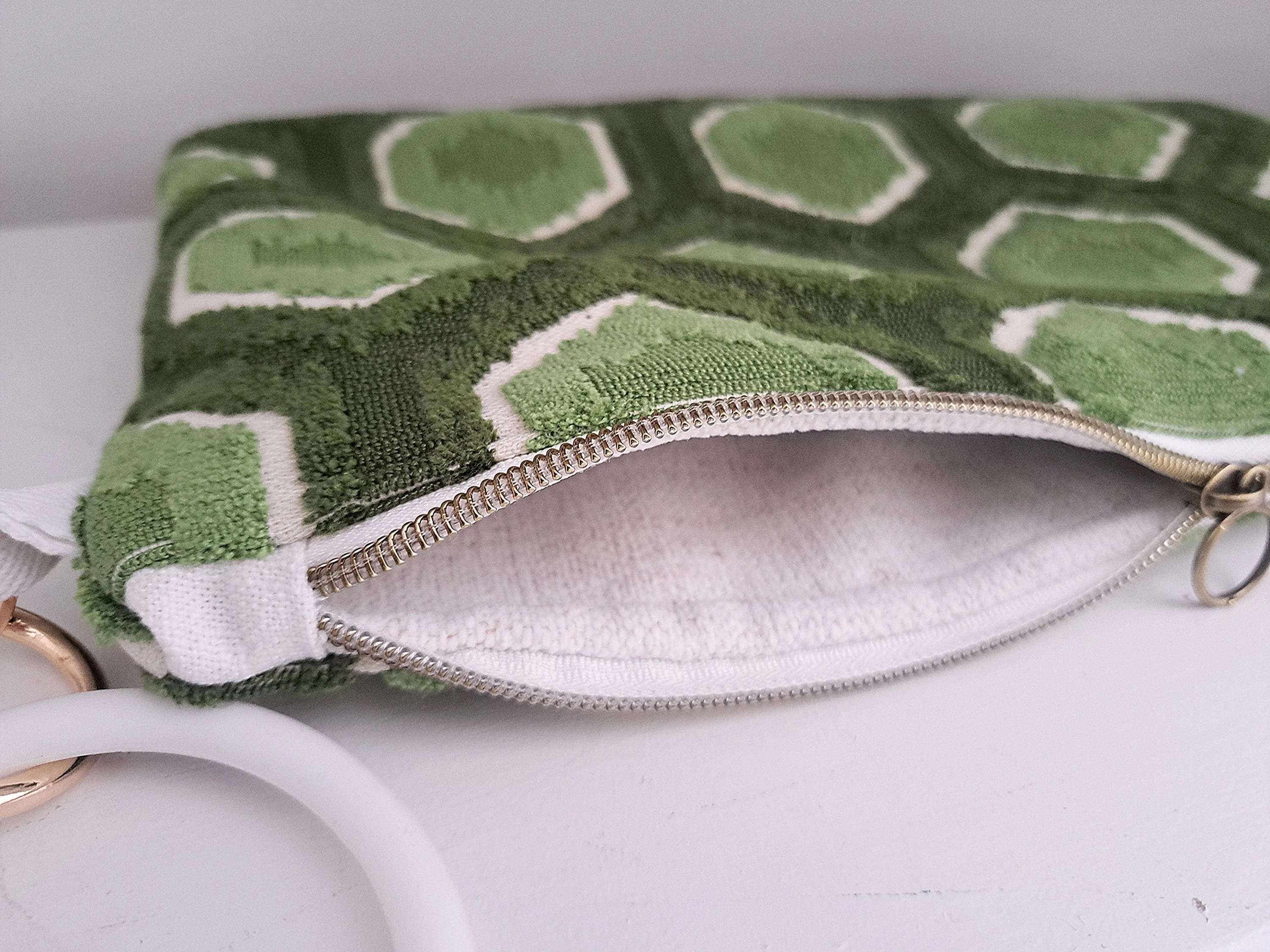 Emerald Geometric Velvet Clutch Bag
