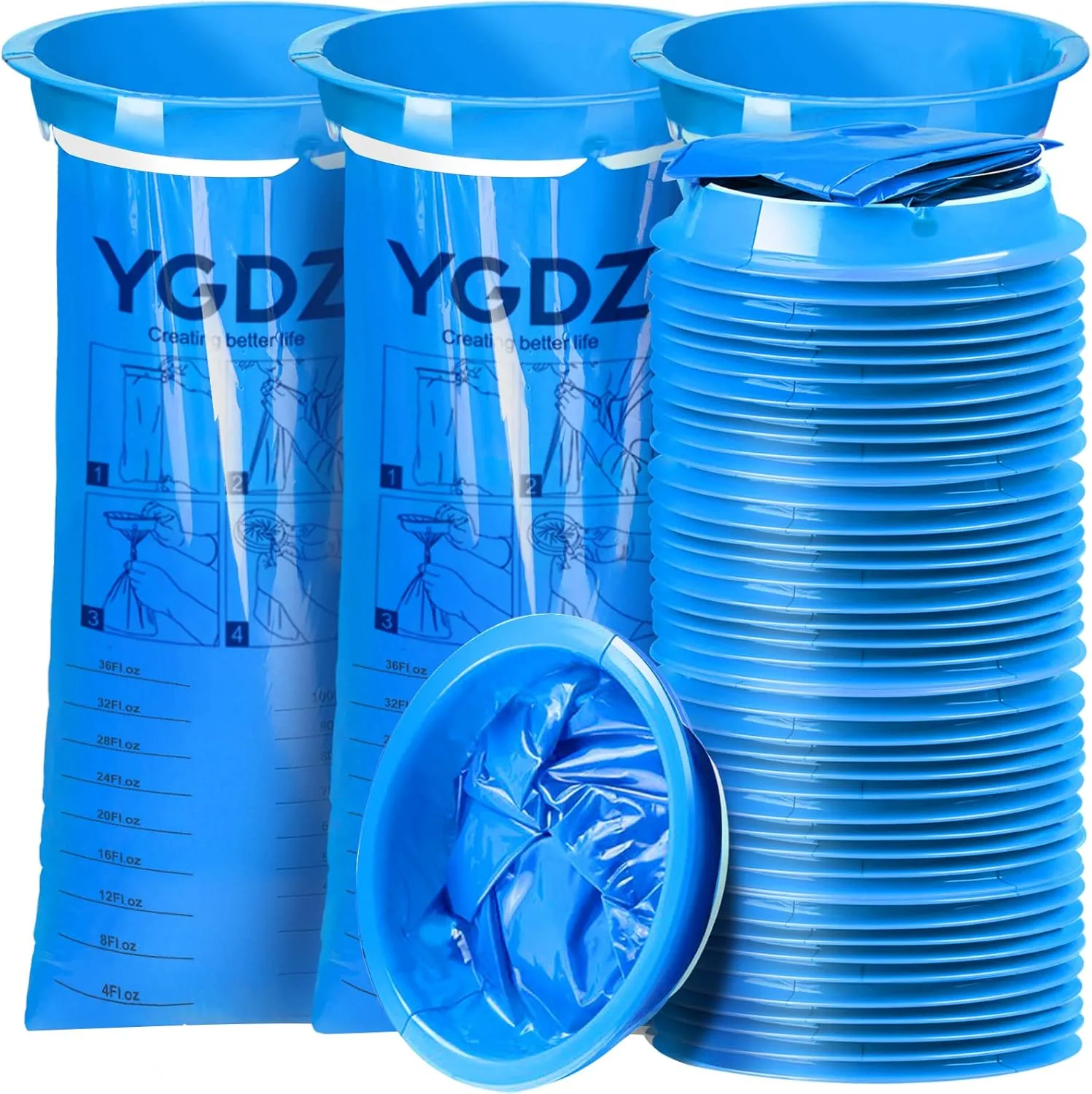 Emesis Bags, YGDZ 45 Pack Vomit Bag Disposable Barf Bags Car Throw Up Blue Nausea Bags for Travel Motion, 1000ml