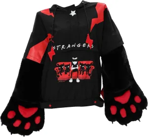 Emily the Strange Officially Licensed Pullover Hoodie Sweatshirt with Cute Detachable Furry Cat Paw Gloves Handbag Sleeve
