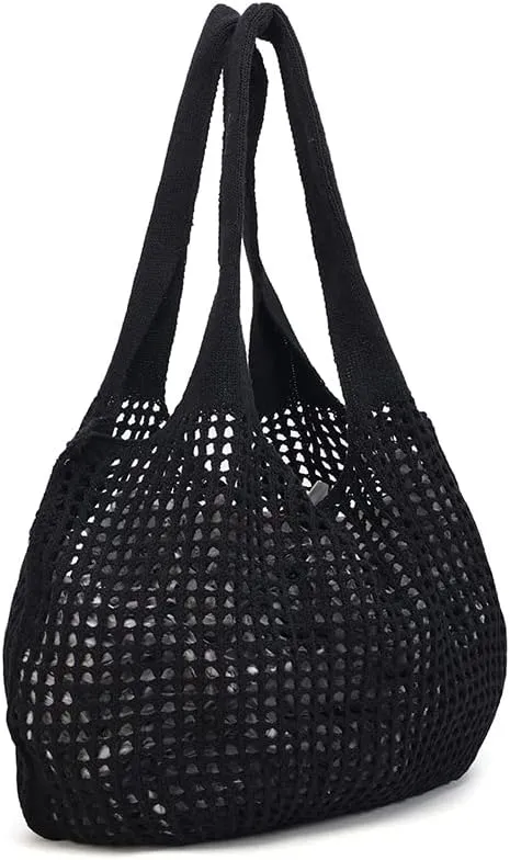 ENBEI Crochet Beach Bag - Women's Knit Shoulder Bags for Travel - Cute, Handmade Tote