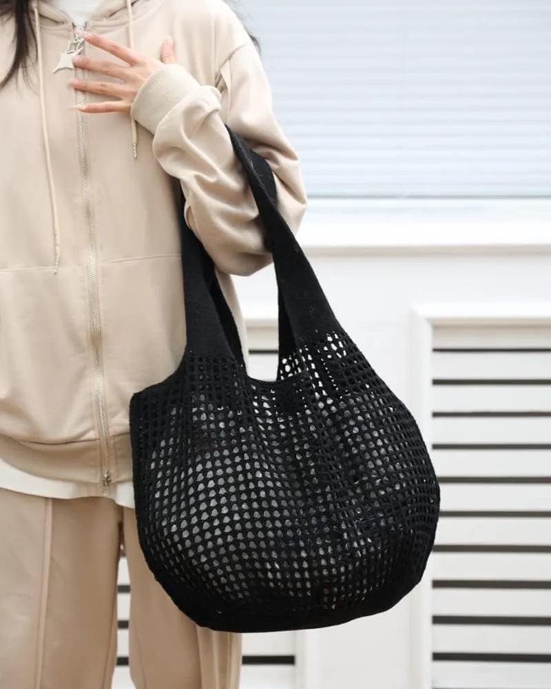 ENBEI Crochet Beach Bag - Women's Knit Shoulder Bags for Travel - Cute, Handmade Tote