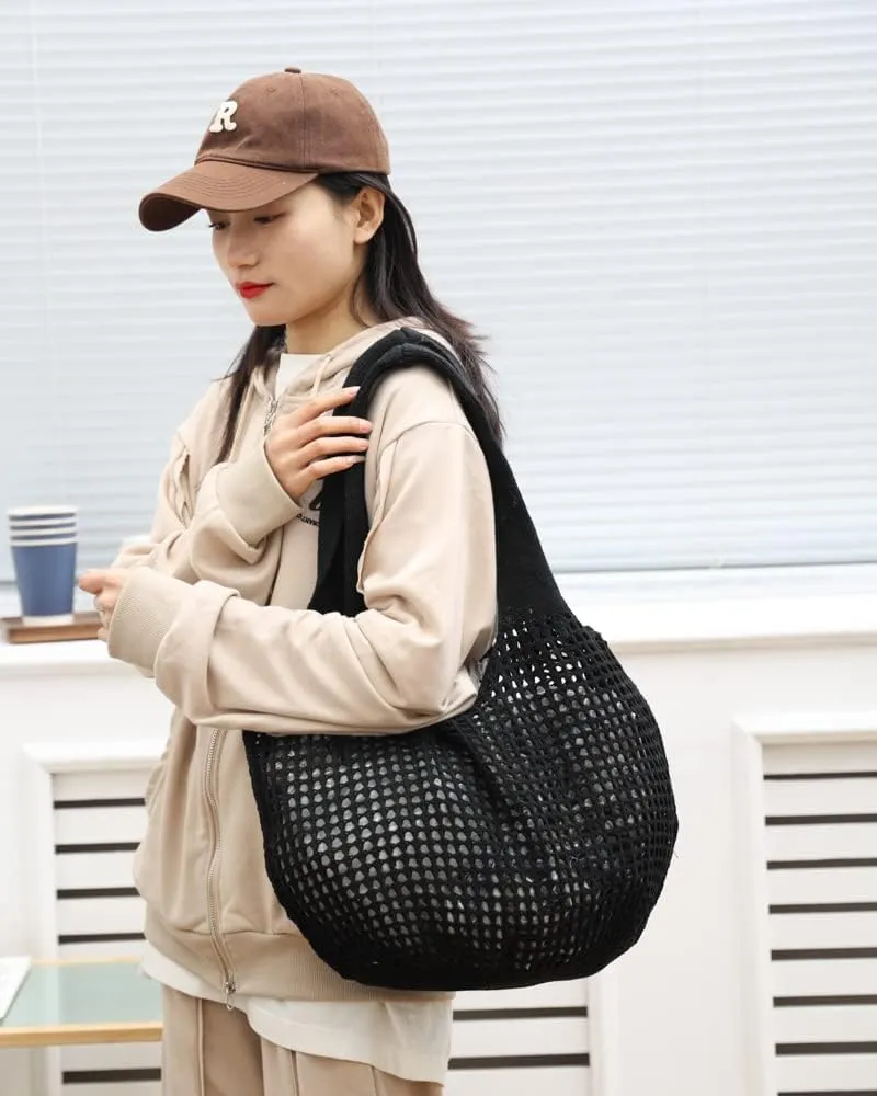 ENBEI Crochet Beach Bag - Women's Knit Shoulder Bags for Travel - Cute, Handmade Tote