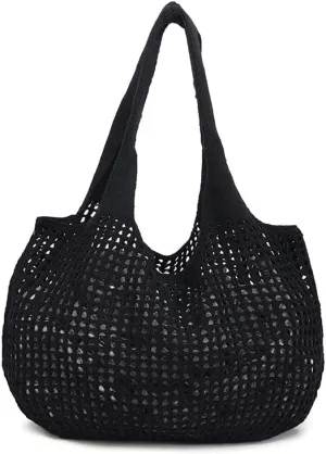 ENBEI Crochet Beach Bag - Women's Knit Shoulder Bags for Travel - Cute, Handmade Tote