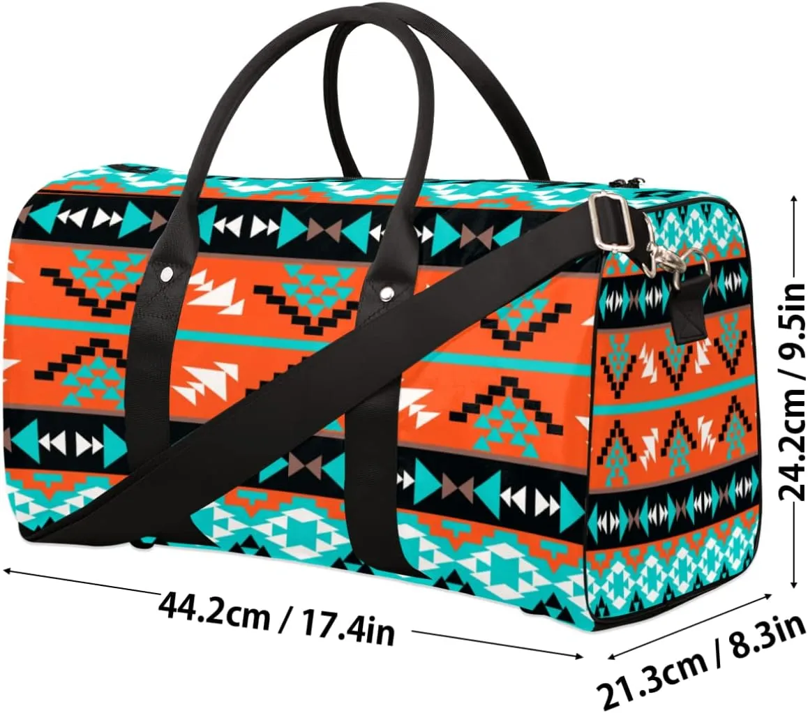 Ethnic Aztec Geometric Travel Duffel Bag, Sports Tote Gym Bags Weekender Bag Workout Bag Carry on Luggage Handle Bag Overnight Shoulder Bags for Women Men