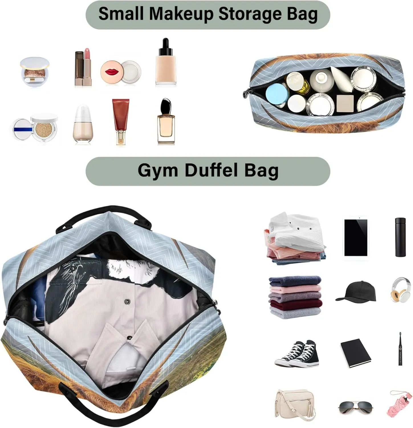 Exnundod Women Weekender Bags Spring Highland Cattle Flower Travel Duffel Bags Carry On Overnight Bag Large Hospital Tote Luggage