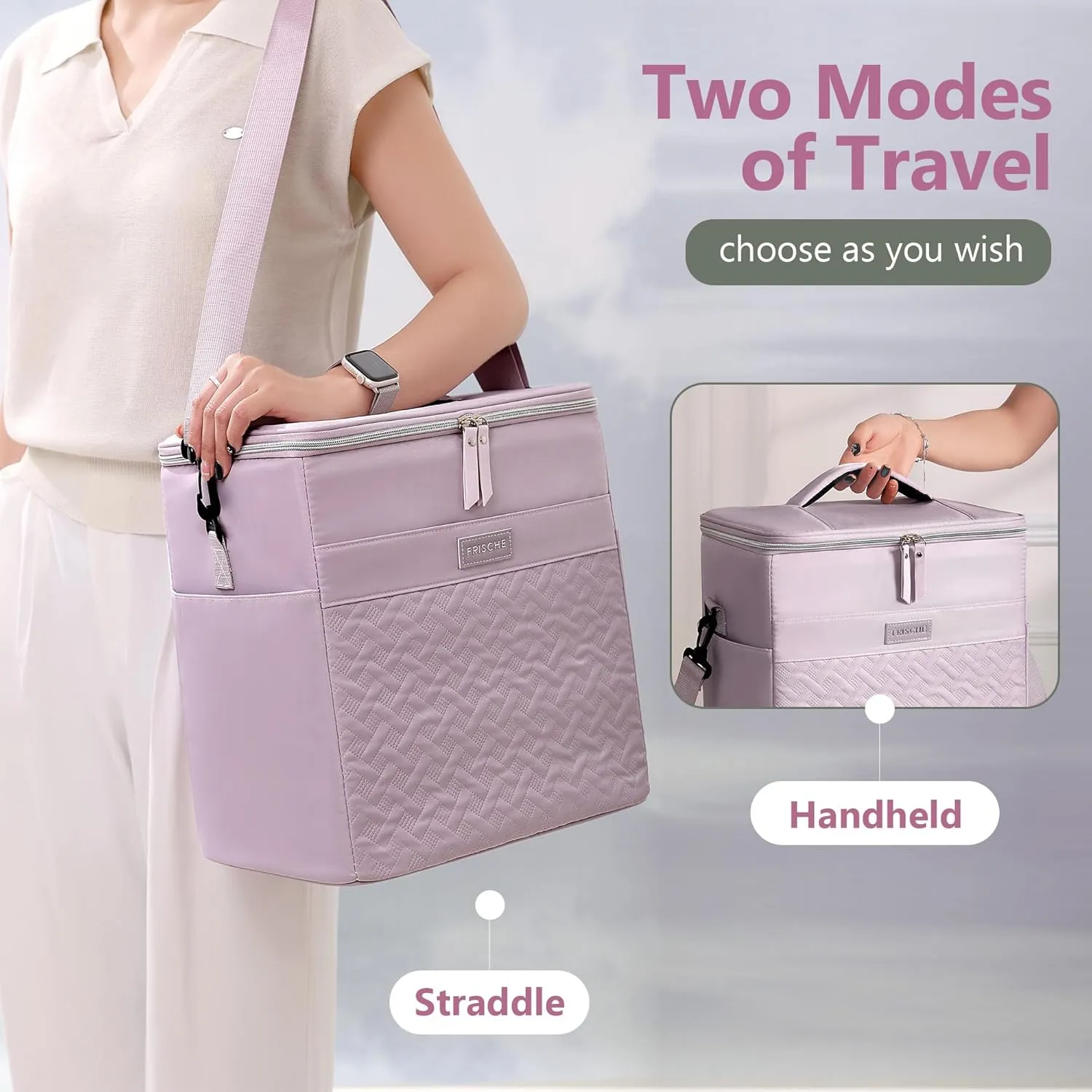 Extra Large Lunch Bag Reusable, 21L Insulated Lunch Box with Adjustable Shoulder Strap, Soft Cooler Bag Leak-proof Insulation, Women's Lunch Cooler for Office, Work, Picnic, Travel (Purple)