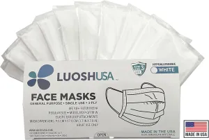 Face Masks Disposable Made in USA, 3 Ply Disposable Masks 50pcs,Adult Mask, Kids Mask, Black Masks, White Masks