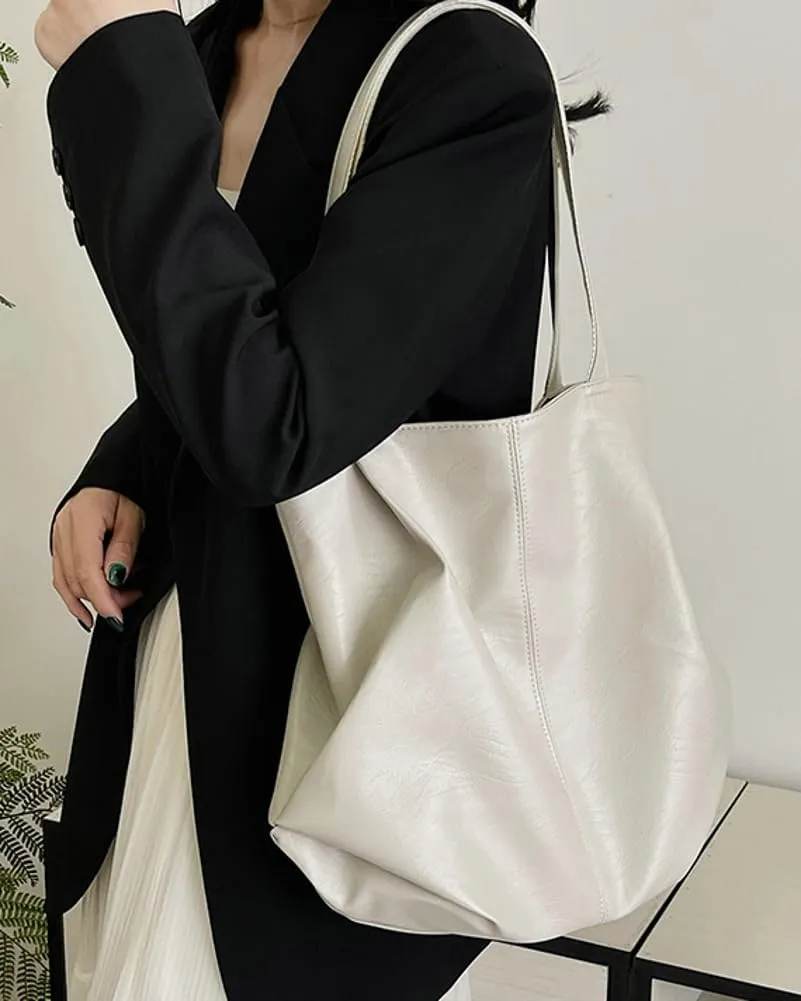 Fashion Tote Bags for Women Soft PU Leather Shoulder Bag Pleated Handbags Y2k Purses Large Top Handle Satchel