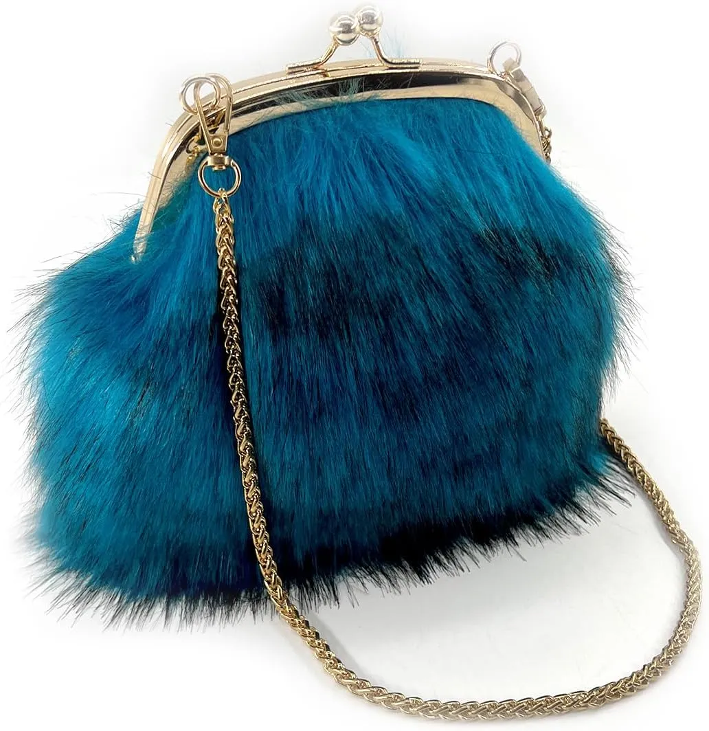 Faux Fur Evening Handbags Fuzzy Satchel Style Purse Fashion Clutch Handbag Shoulder Vintage Bags for Women