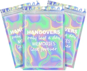Fcuadro Hangover Kit Bags 20Pcs Holographic Hang Over Recovery Bags Bachelorette Party Supplies Gift Bag for Bridal Shower Party Favors 5X7 (HANGOVER MEMORIES)