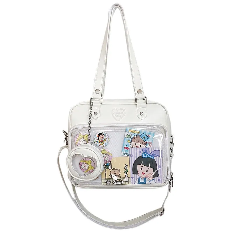 Female Soft Cartoon Transparent College Style Crossbody Bags