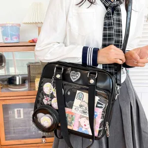 Female Soft Cartoon Transparent College Style Crossbody Bags