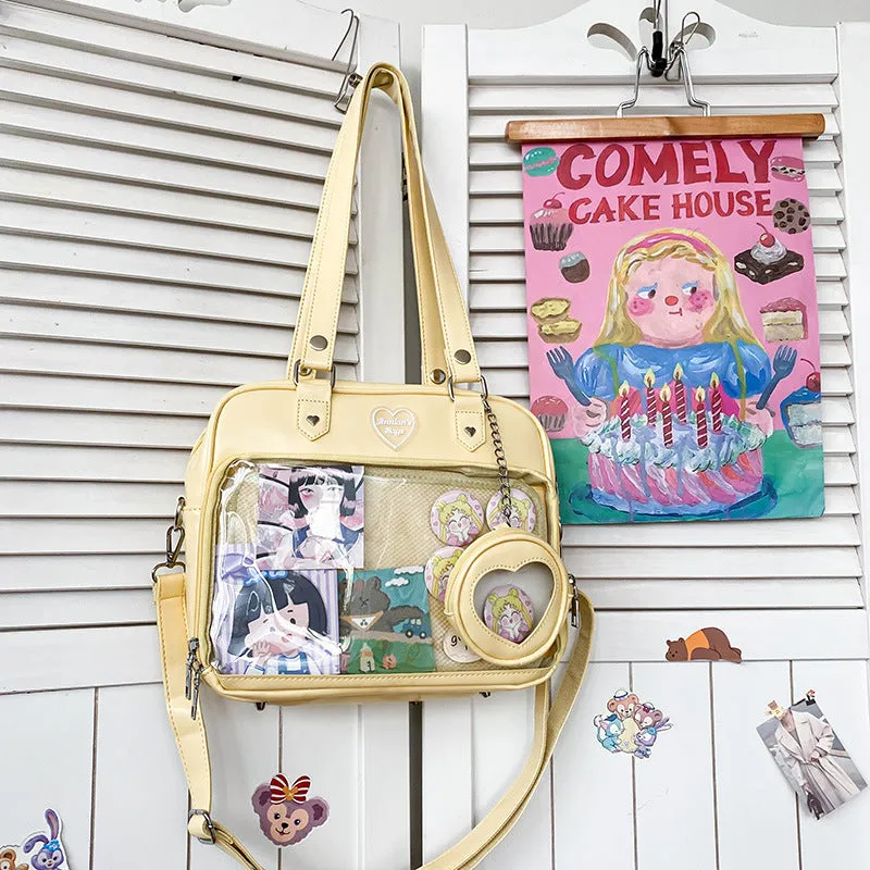 Female Soft Cartoon Transparent College Style Crossbody Bags
