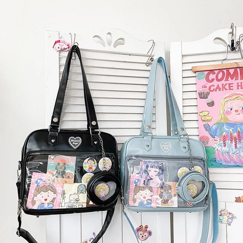 Female Soft Cartoon Transparent College Style Crossbody Bags