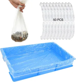 Fhiny 27.5'' x 19.7'' Disposable Guinea Pig Cage Liner, 50 PCS Plastic Rabbit Tray Liner Leak Proof Small Animal Litter Pan Bags Universal Hamster Cage Toilet Film for Bunny Chinchilla Hedgehog Bird