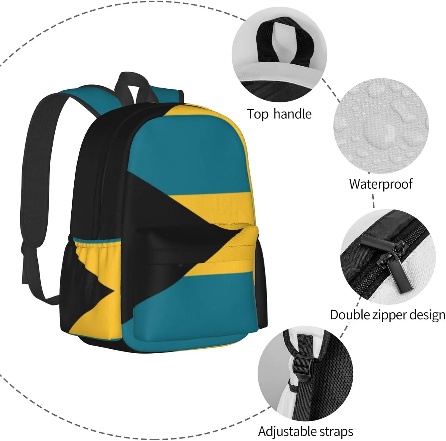 Flag of Bahamas Backpack Large Capacity Backpack Lightweight Double Shoulder Bag For Women Men Travel