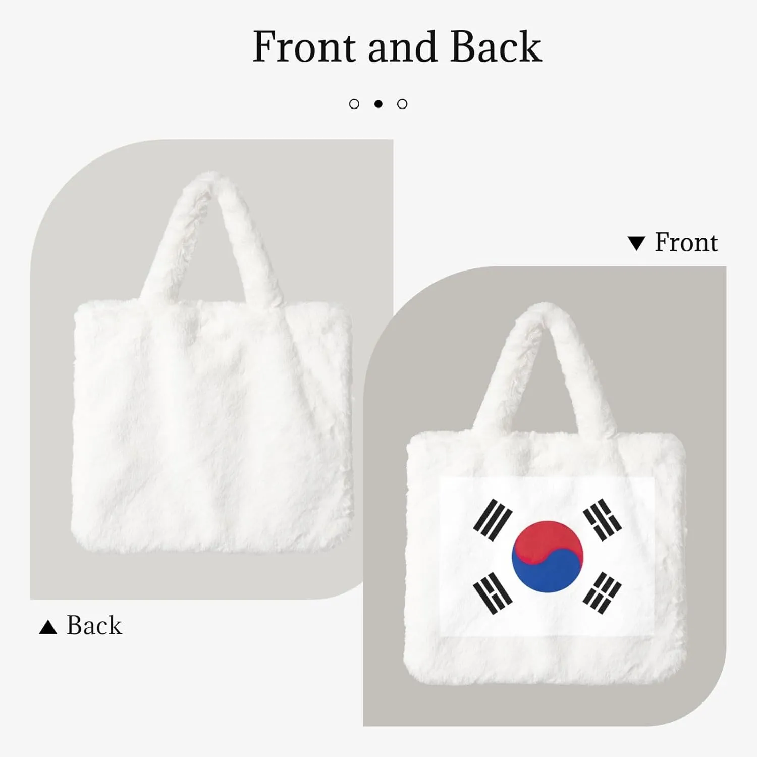 Flag Of Republic Of Korea Printing Fluffy Shoulder Bag Ladies Plush Underarm Bag Tote Bag Furry Purse Handbag For Work Travel