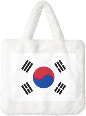 Flag Of Republic Of Korea Printing Fluffy Shoulder Bag Ladies Plush Underarm Bag Tote Bag Furry Purse Handbag For Work Travel