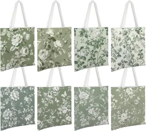 Floral Canvas Tote Bag for Women Chinoiserie Tote Bag Aesthetic Reusable Grocery Bags for Travel Shopping