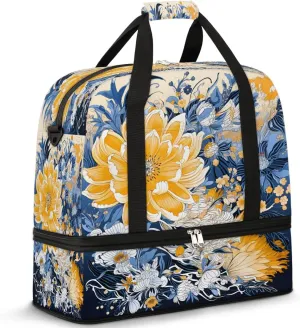 Floral Morning Symphony Travel Duffel Bag, Travel Essentials, Gym Bag for Women, Weekender Overnight Bag With Shoes Compartment, Carry On Bags for Airplanes