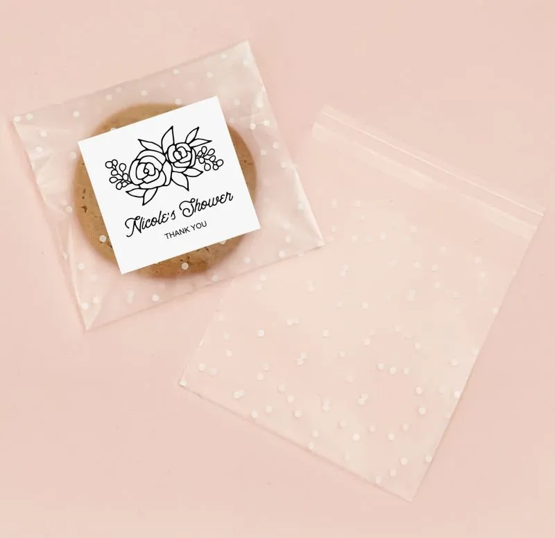 Floral Silhouette Clear Polka Dot Bags (set of 25)