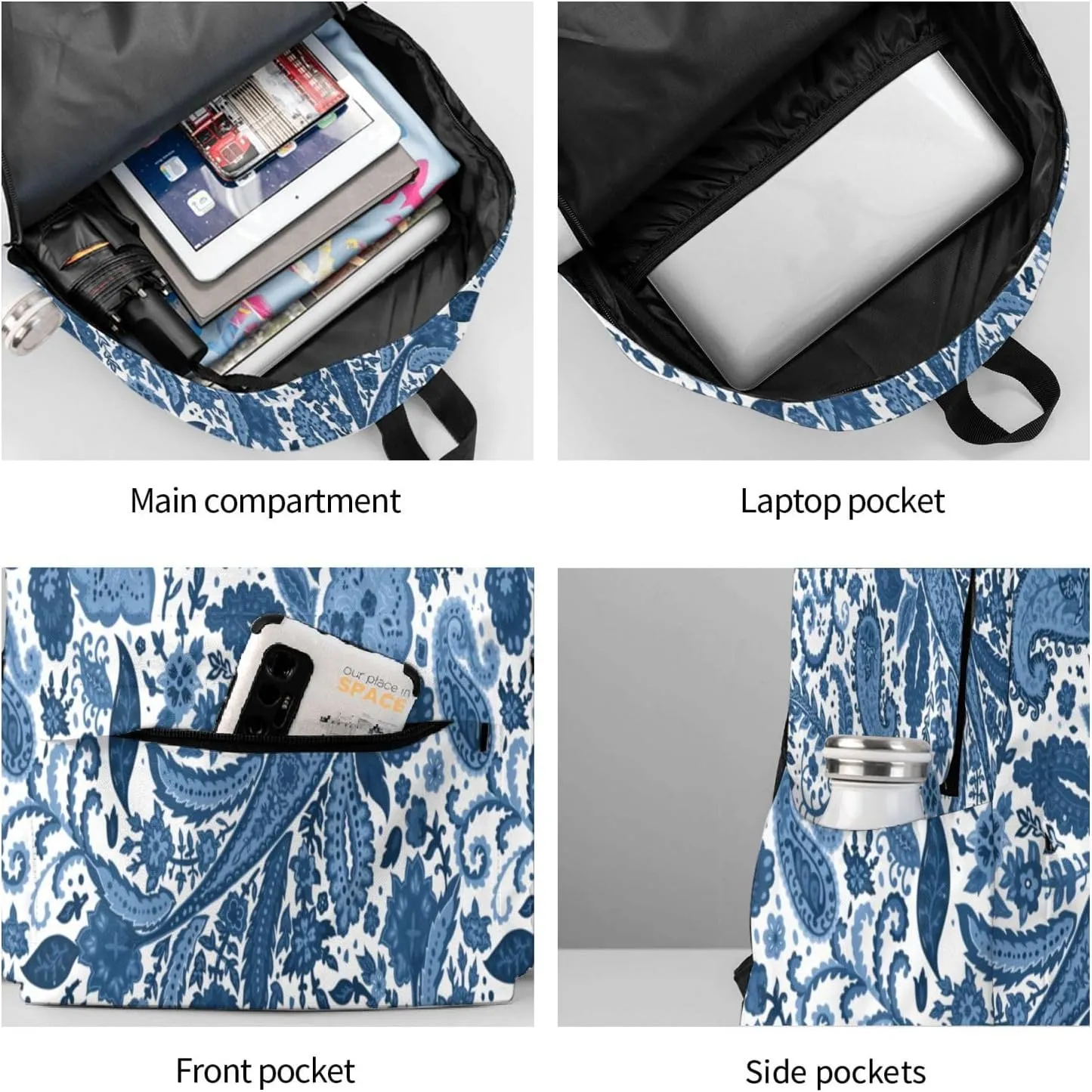 flowers Backpack Casual Laptop Backpack Large Capacity Double Shoulder Bag Travel Daypack For Women Men