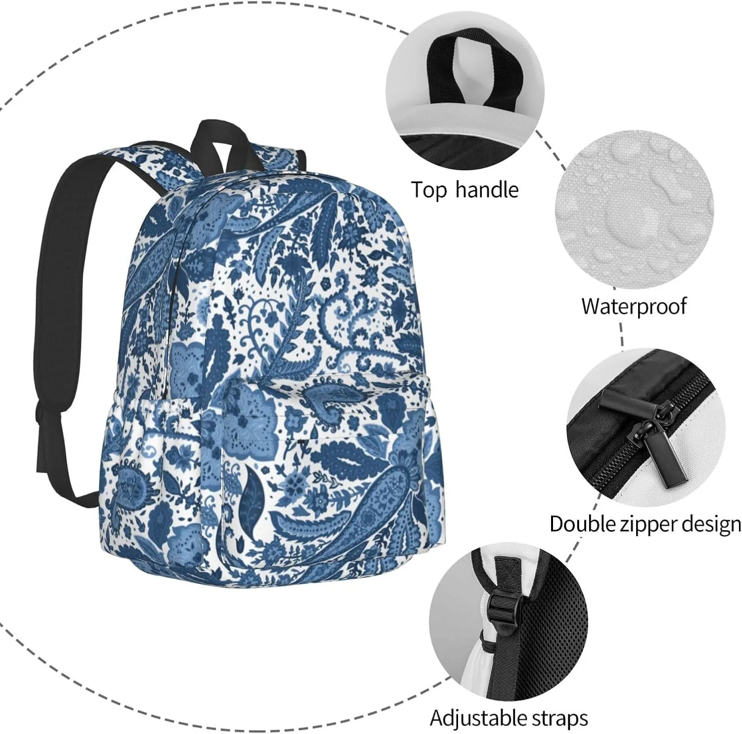 flowers Backpack Casual Laptop Backpack Large Capacity Double Shoulder Bag Travel Daypack For Women Men