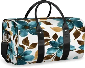 Flowers Duffle Bag for Travel, Overnight Weekend Gym Carry On Luggage Bag, Floral Travel Duffel Bag for Men Women