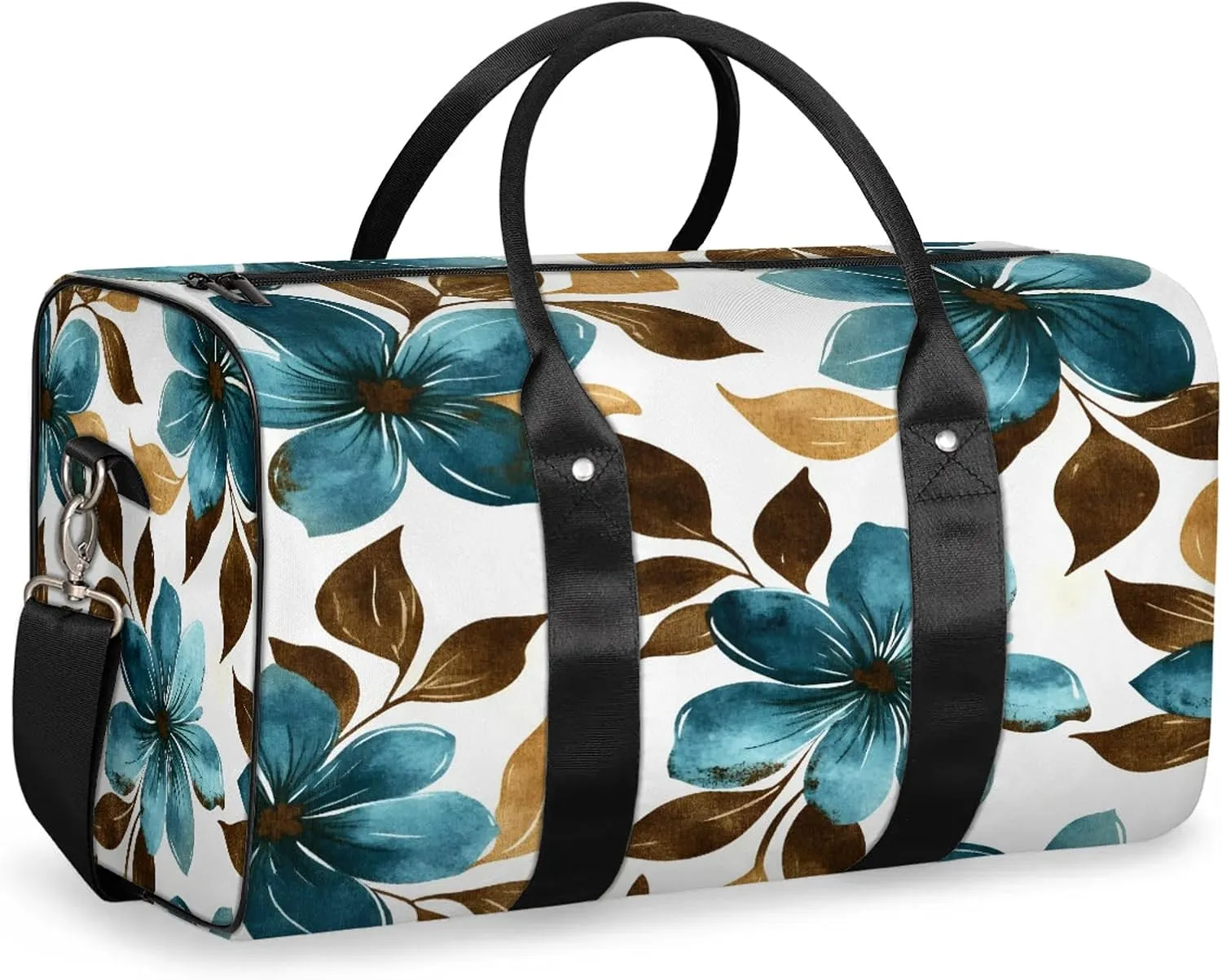 Flowers Duffle Bag for Travel, Overnight Weekend Gym Carry On Luggage Bag, Floral Travel Duffel Bag for Men Women