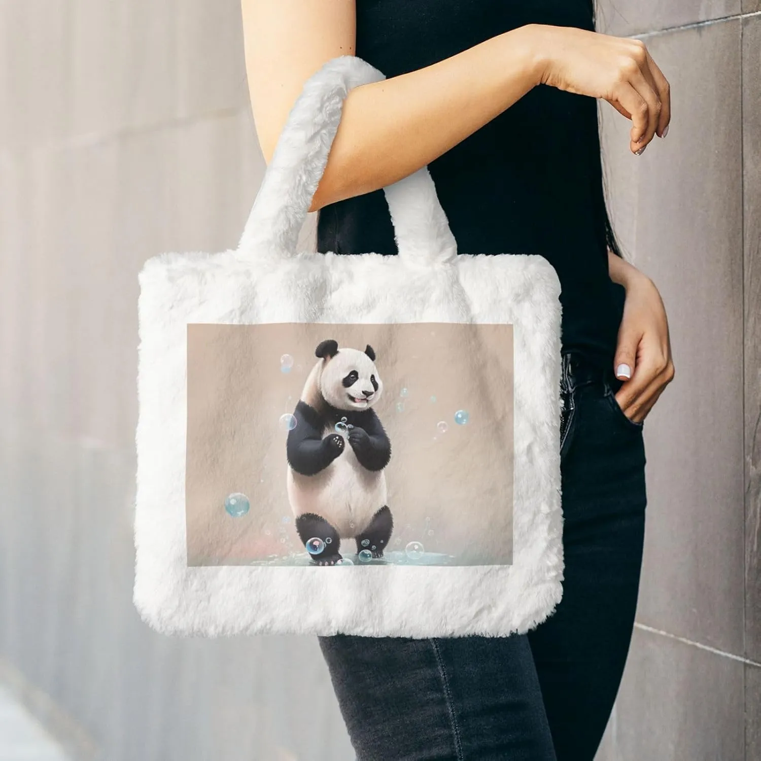 Fluffy Purses for Women Cute Fuzzy Tote Handbag Plush Shoulder Bag Faux Fur Clutch Bag