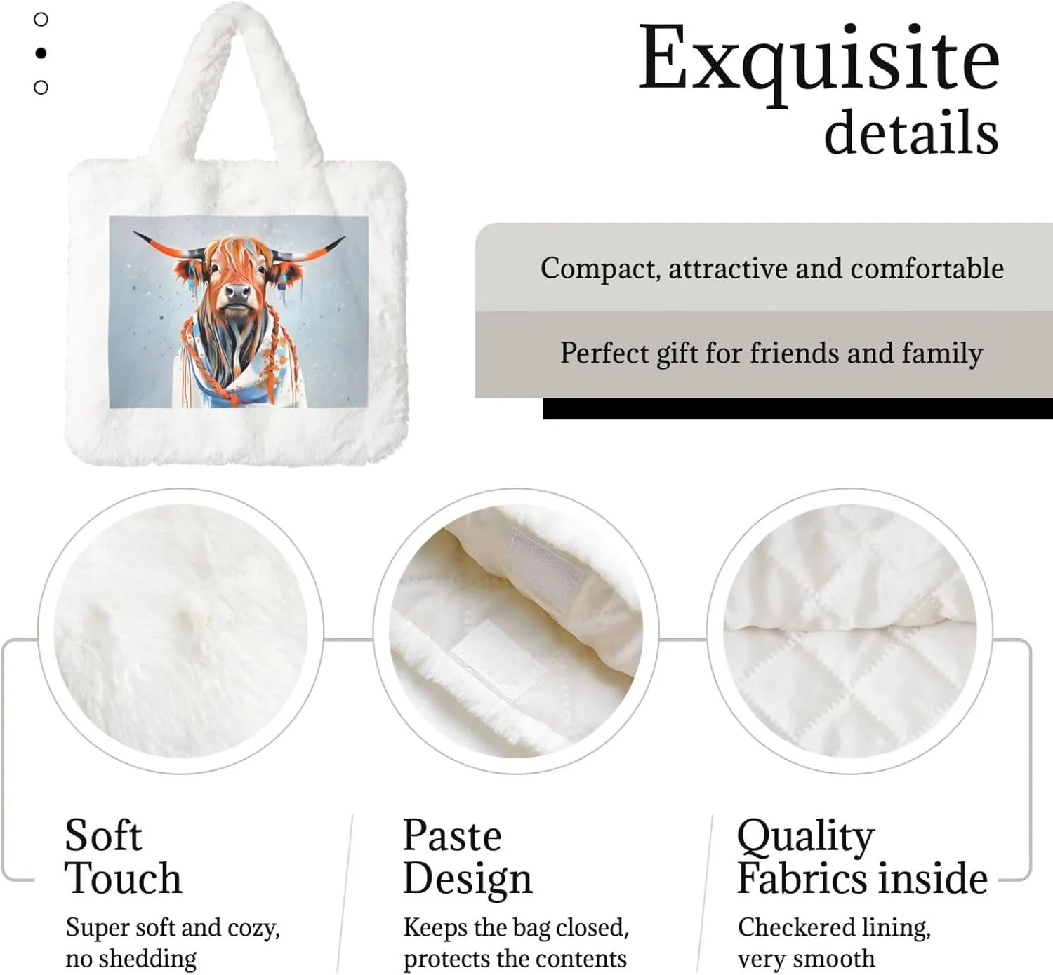 Fluffy Purses for Women Cute Fuzzy Tote Handbag Plush Shoulder Bag Faux Fur Clutch Bag