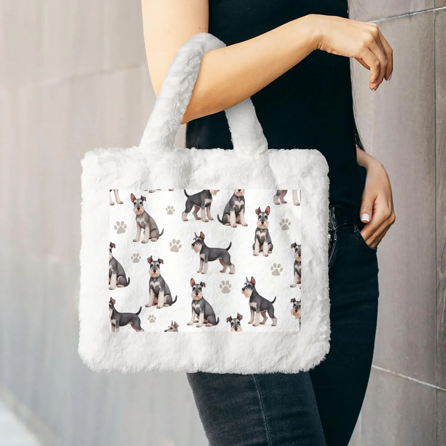 Fluffy Shoulder Bag Plush Bags Women Ladies Tote Bag Fluffy White Furry Purse Handbag for Autumn Winter
