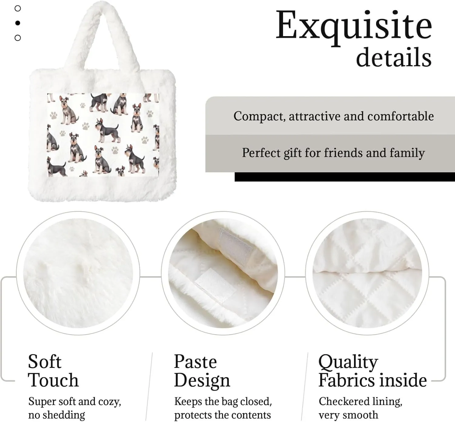 Fluffy Shoulder Bag Plush Bags Women Ladies Tote Bag Fluffy White Furry Purse Handbag for Autumn Winter