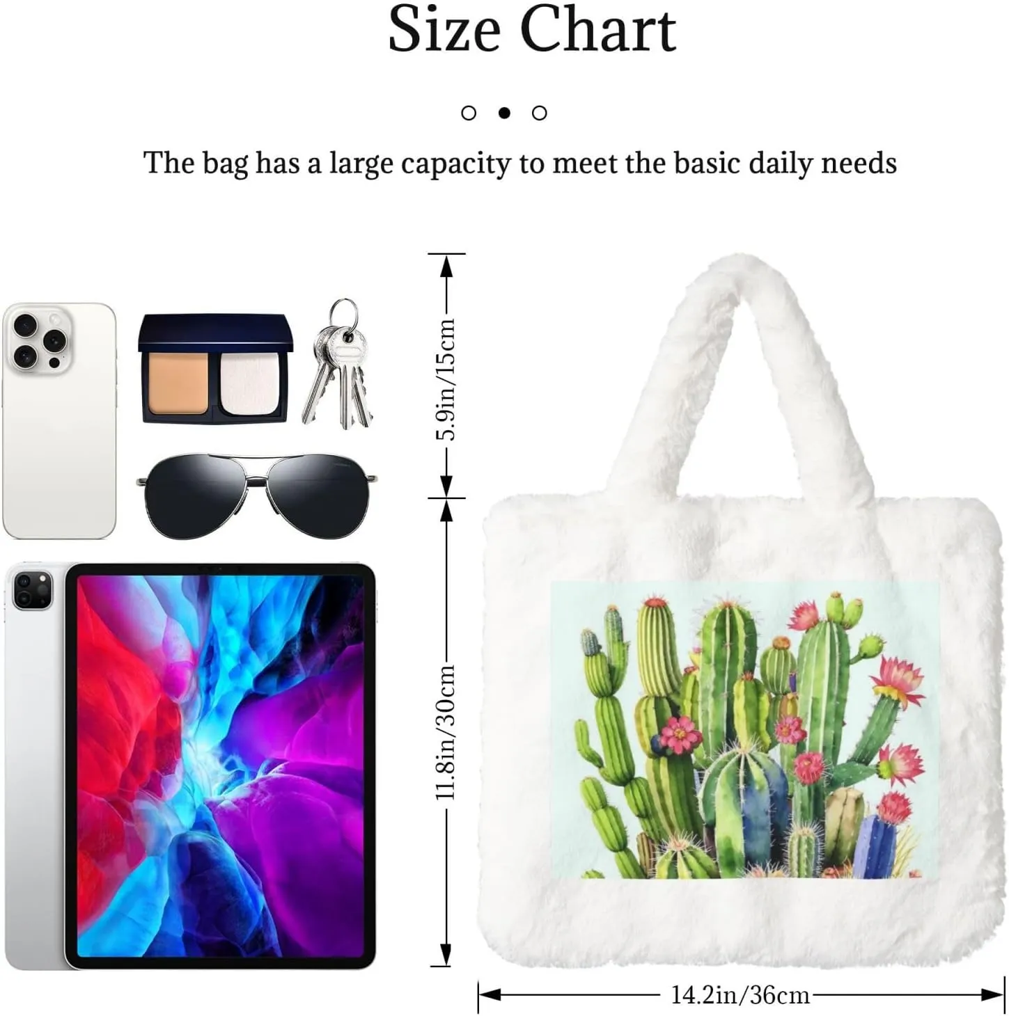 Fluffy Tote Bag for Women, Cute Fuzzy Tote Handbag Faux Fur Bag Furry Purse