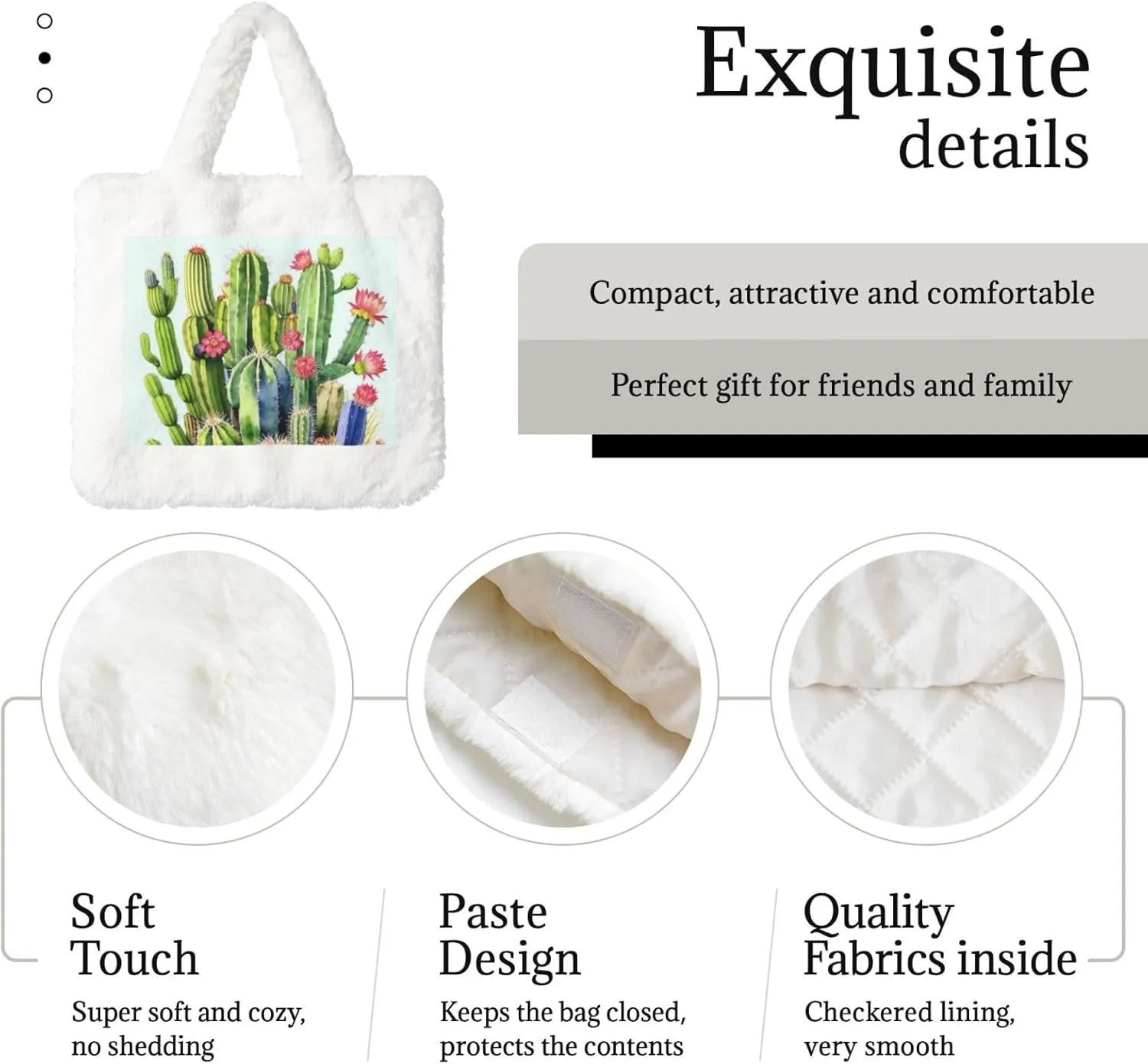 Fluffy Tote Bag for Women, Cute Fuzzy Tote Handbag Faux Fur Bag Furry Purse