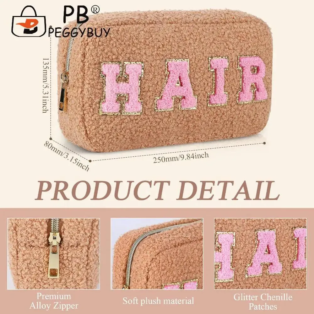 fluffy travel cosmetic bags
