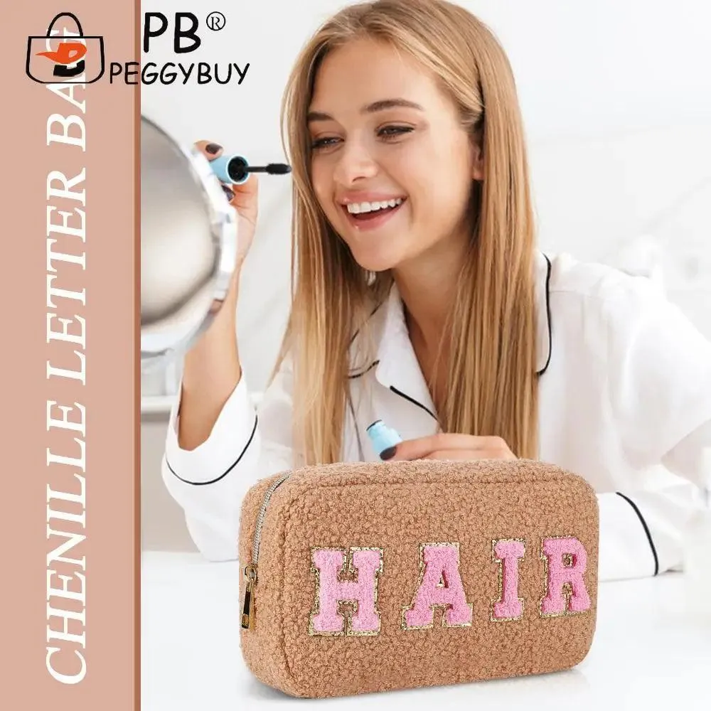 fluffy travel cosmetic bags
