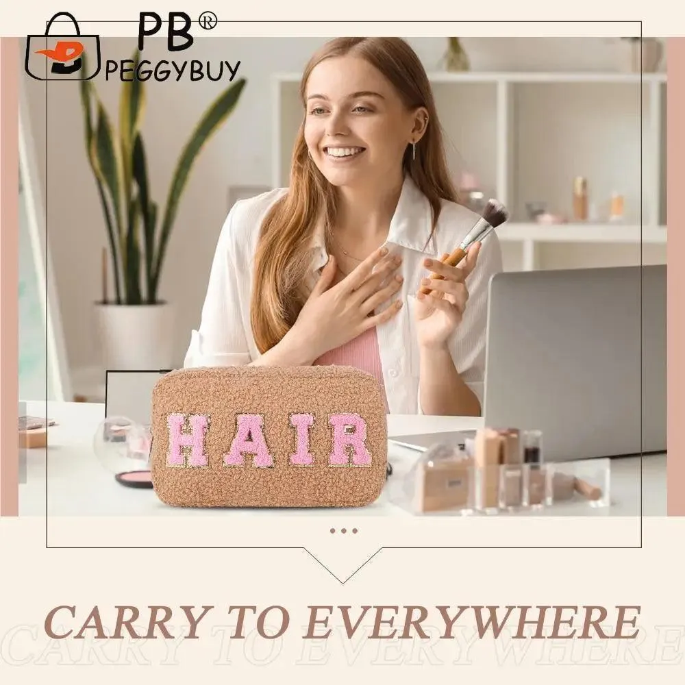 fluffy travel cosmetic bags