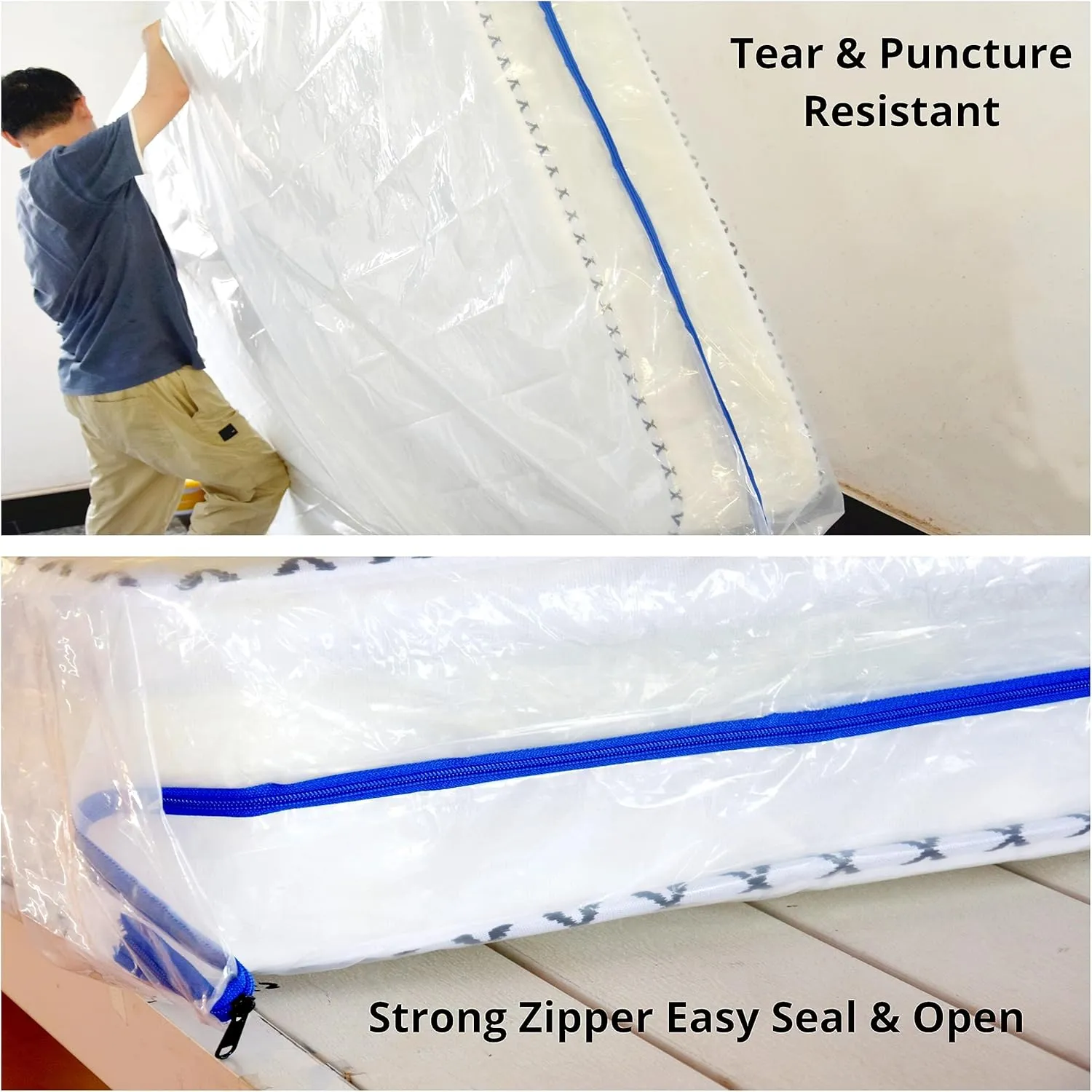 Full Mattress Bag for Moving and Storage Cover -5 Mil Zipper Plastic Waterproof Mattress Storage Bag,77x56x14 inches,1 Pack