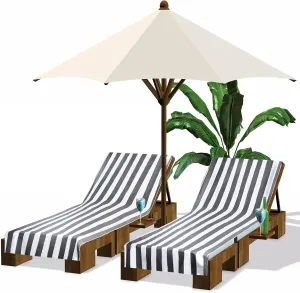Fumete 2 Packs Pool Lounge Chair Cover 30 x 85 Inch Patio Chaise Lounge Covers Microfiber Beach Chair Towel Portable Stripe Chair Cushion for Summer Outdoor Lounger Sunbathing(Gray)