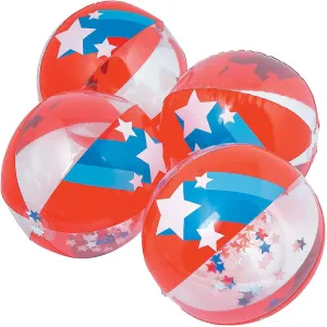 Fun Express - Patriotic Confetti Beach Ball for Fourth of July - Toys - Inflates - Beach Balls - Fourth of July - 12 Pieces