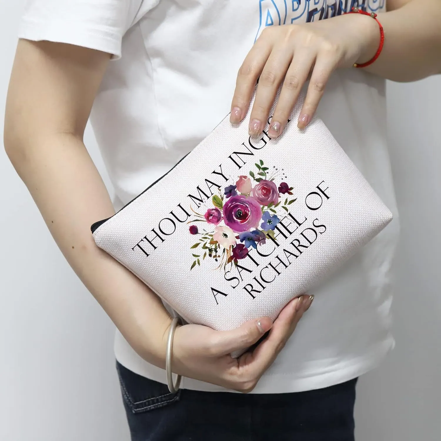 Funny Sarcastic Gift Thou May Ingest a Satchel of Richards Makeup Zipper Pouch Bag for Friends Adult Saying Joke (THOU MAY)