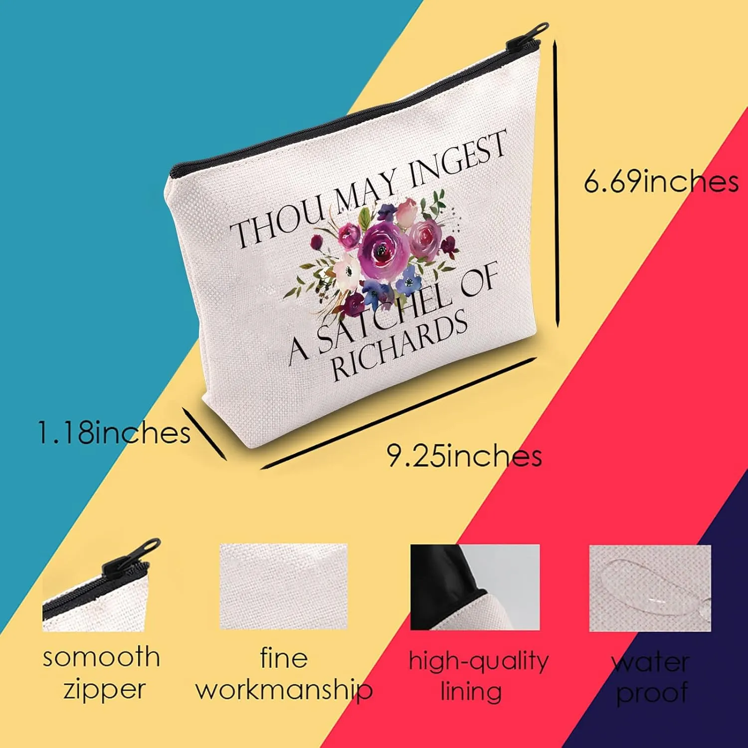 Funny Sarcastic Gift Thou May Ingest a Satchel of Richards Makeup Zipper Pouch Bag for Friends Adult Saying Joke (THOU MAY)