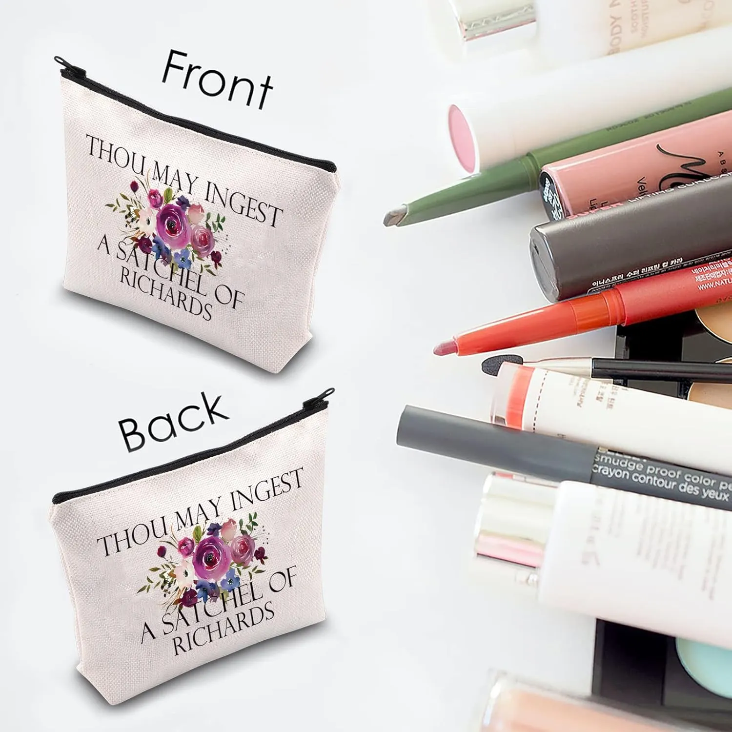 Funny Sarcastic Gift Thou May Ingest a Satchel of Richards Makeup Zipper Pouch Bag for Friends Adult Saying Joke (THOU MAY)